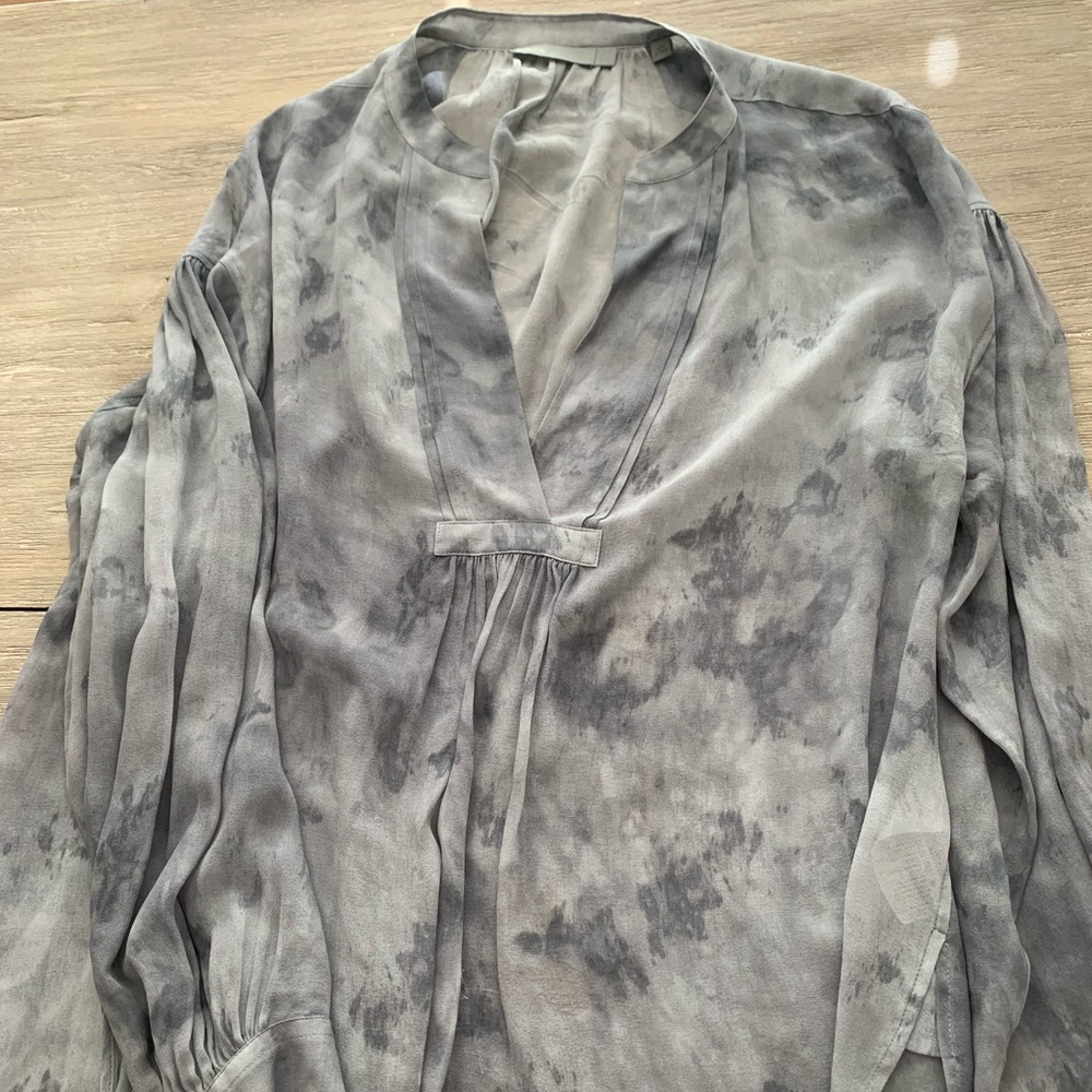 Vince sheer silk grey blouse